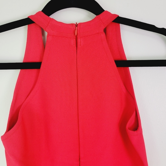 Herve Leger Paris red bandage v neck dress medium - Picture 5 of 8